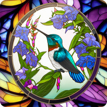 Load image into Gallery viewer, Bird Holding Flower Glass Painting 30*30CM(Canvas) Full Round Drill Diamond Painting
