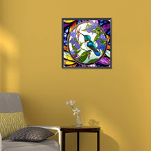 Load image into Gallery viewer, Bird Holding Flower Glass Painting 30*30CM(Canvas) Full Round Drill Diamond Painting
