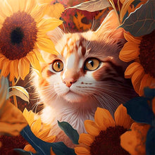 Load image into Gallery viewer, Sunflower And Cat 30*30CM(Canvas) Full Round Drill Diamond Painting
