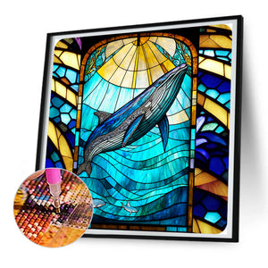 Marine Life Glass Painting 30*30CM(Canvas) Full Round Drill Diamond Painting