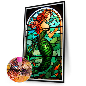 Mermaid Glass Painting 40*70CM(Canvas) Full Round Drill Diamond Painting