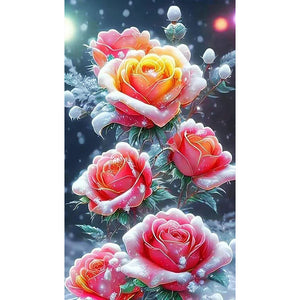 Snow Rose 40*70CM(Canvas) Full Round Drill Diamond Painting