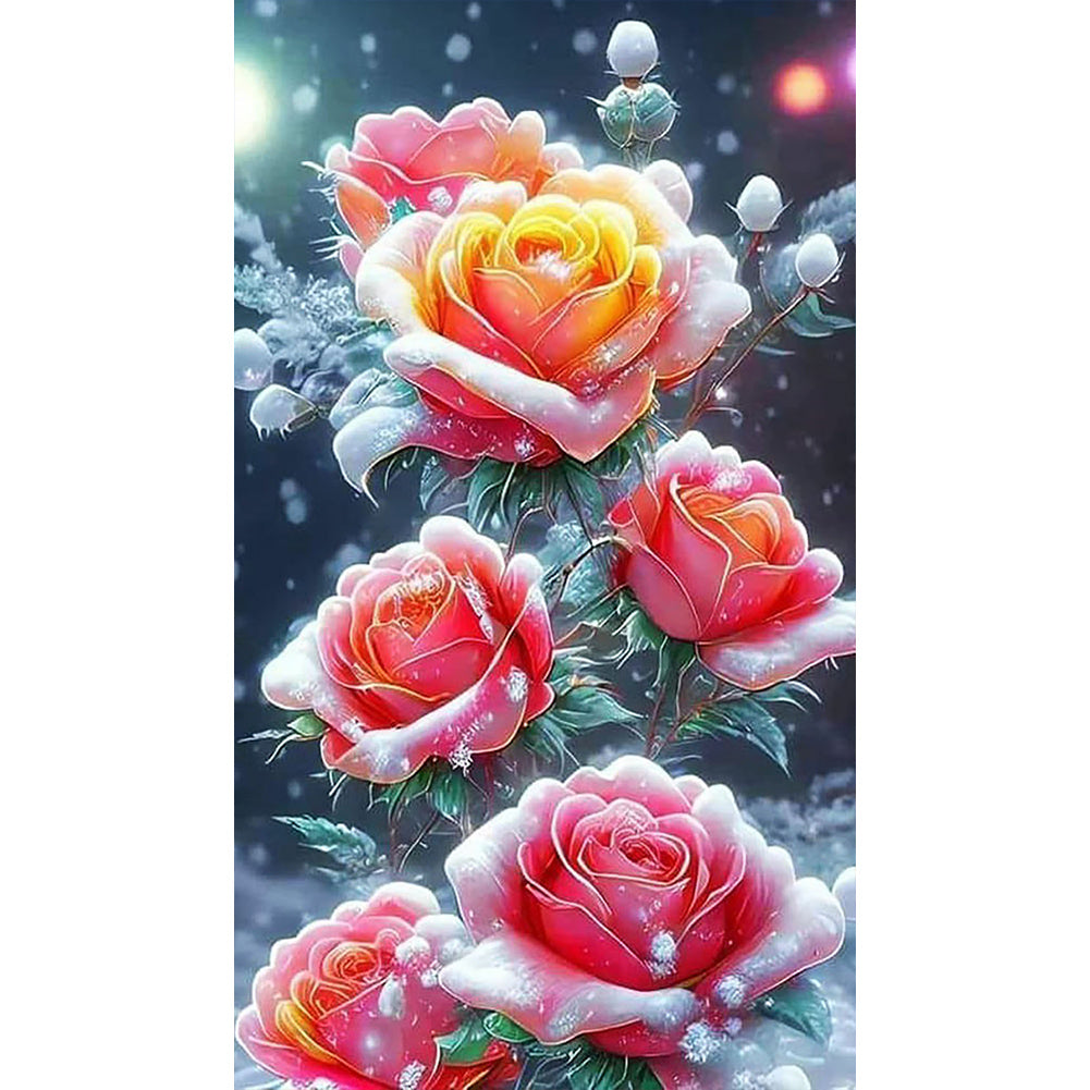 Snow Rose 40*70CM(Canvas) Full Round Drill Diamond Painting