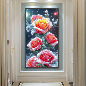 Snow Rose 40*70CM(Canvas) Full Round Drill Diamond Painting