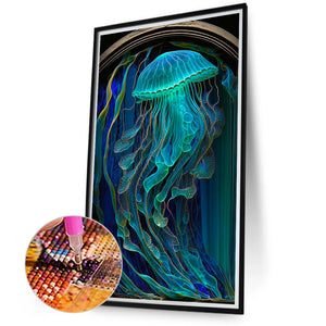 Jellyfish Glass Painting 40*70CM(Canvas) Full Round Drill Diamond Painting