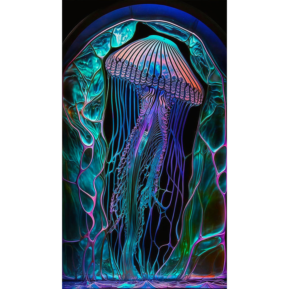 Jellyfish Glass Painting 40*70CM(Canvas) Full Round Drill Diamond Painting