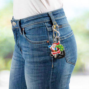 12pcs Diamond Art Key Rings for Beginners Home Decoration (Santa Claus)