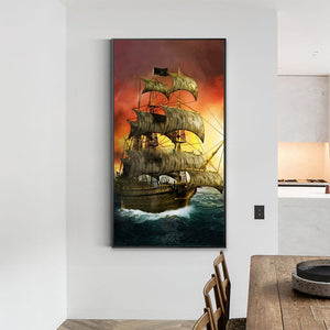 Sailboat 40*70CM(Canvas) Full Round Drill Diamond Painting