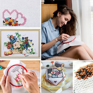 5pcs 11CT Cotton Aida Cloth DIY Cross Stitch Count Embroidery Fabric (30x40cm)
