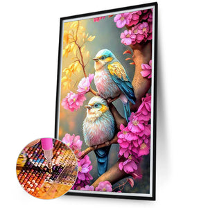 Bird Standing On Branch 40*70CM(Canvas) Full Round Drill Diamond Painting