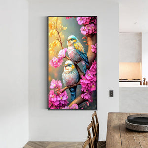 Bird Standing On Branch 40*70CM(Canvas) Full Round Drill Diamond Painting