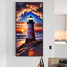 Load image into Gallery viewer, Seaside Lighthouse 40*80CM(Canvas) Full Round Drill Diamond Painting
