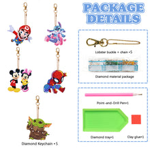 Load image into Gallery viewer, DIY Diamond Art Key Rings Double Sided 5pcs Special Shaped Cartoon Gift for Kids
