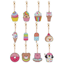 Load image into Gallery viewer, DIY Diamond Art Key Rings Double Sided 12pcs Animal Gift for Kids (YS182)
