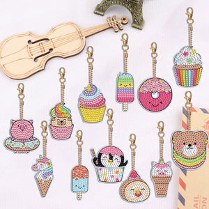 DIY Diamond Art Key Rings Double Sided 12pcs Animal Gift for Kids (YS182)