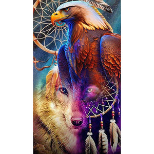 Eagle And Wolf 40*70CM(Canvas) Full Round Drill Diamond Painting