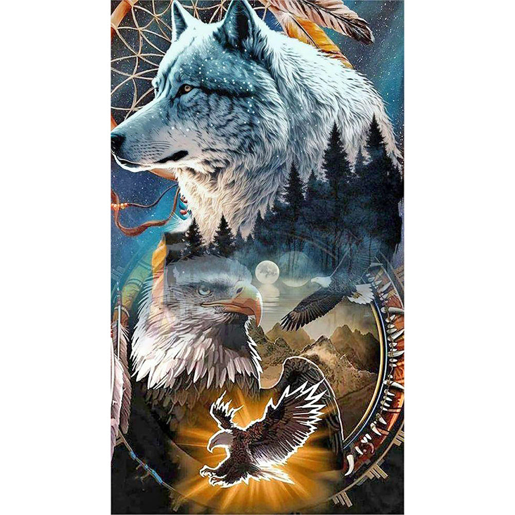 Eagle And Wolf 40*70CM(Canvas) Full Round Drill Diamond Painting