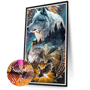 Eagle And Wolf 40*70CM(Canvas) Full Round Drill Diamond Painting