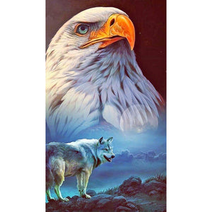 Eagle And Wolf 40*70CM(Canvas) Full Round Drill Diamond Painting