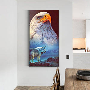 Eagle And Wolf 40*70CM(Canvas) Full Round Drill Diamond Painting