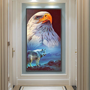 Eagle And Wolf 40*70CM(Canvas) Full Round Drill Diamond Painting