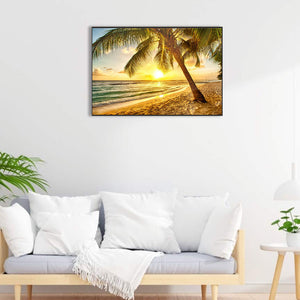 Beach Coconut Tree 60*40CM(Canvas) Full Round Drill Diamond Painting