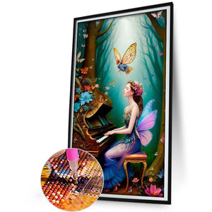 Girl Playing The Piano 30*50CM(Canvas) Full Round Drill Diamond Painting