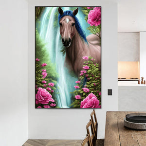 Waterfall Horse 45*70CM(Canvas) Full Round Drill Diamond Painting