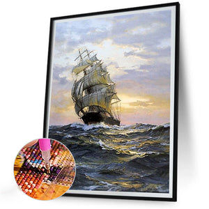 Sailing Boat 30*40CM(Canvas) Full Round Drill Diamond Painting