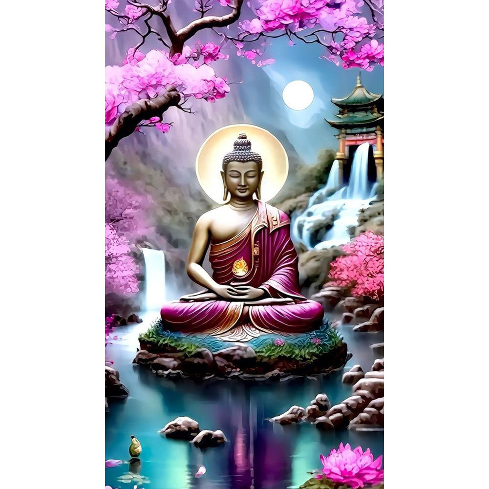 Lotus Buddha Statue 40*70CM(Canvas) Full Round Drill Diamond Painting