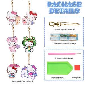 Diamond Art Keychains Handmade Gem Keychains Lady Bag Pendant (KT Cat)