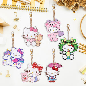 Diamond Art Keychains Handmade Gem Keychains Lady Bag Pendant (KT Cat)