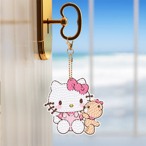 Diamond Art Keychains Handmade Gem Keychains Lady Bag Pendant (KT Cat)