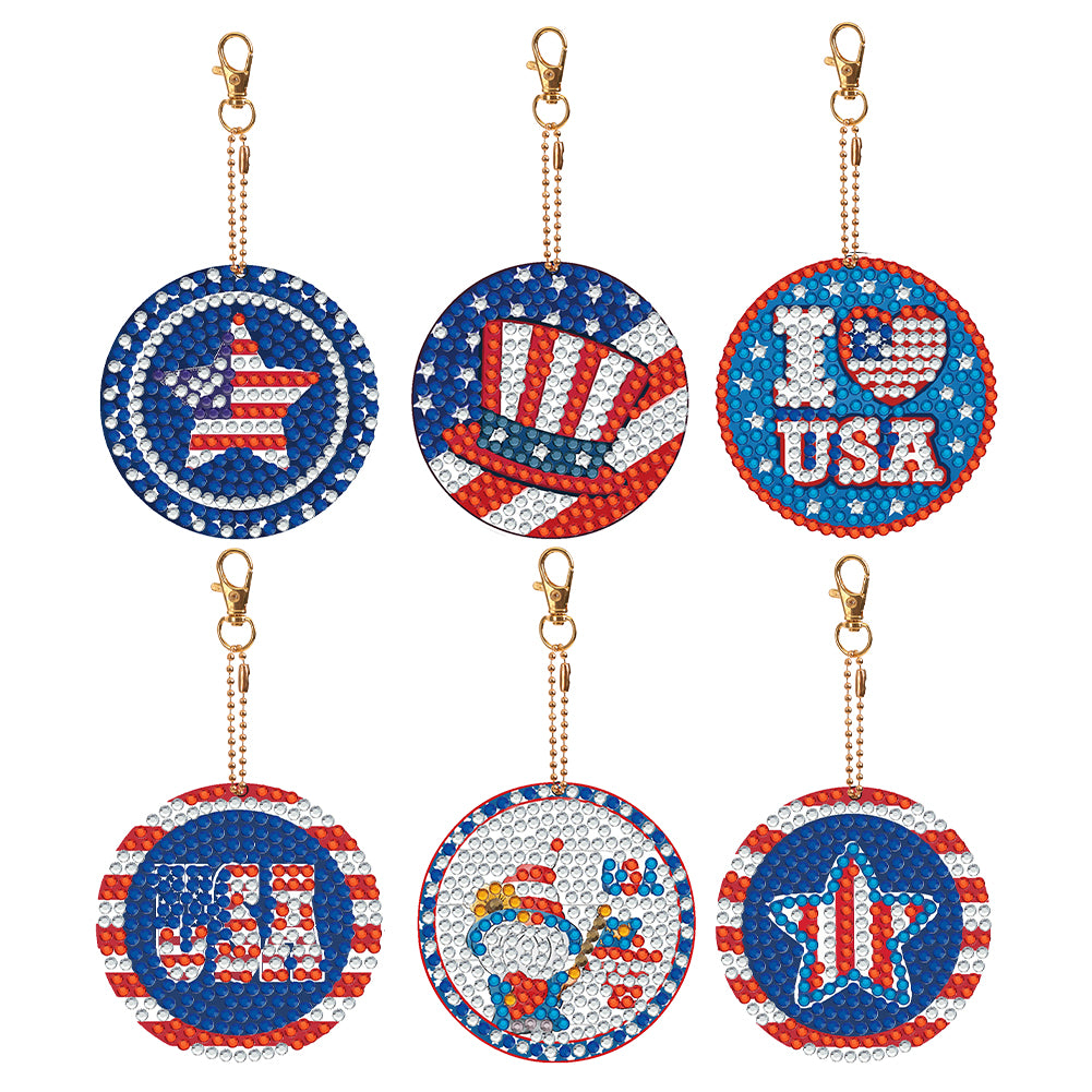 Diamond Art Keychains Handmade Gem Keychains Lady Bag Pendant (Independence Day)
