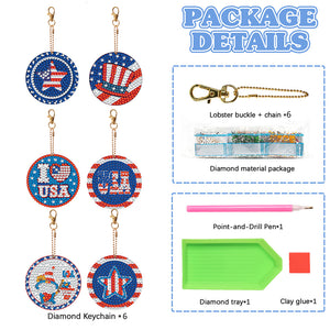 Diamond Art Keychains Handmade Gem Keychains Lady Bag Pendant (Independence Day)