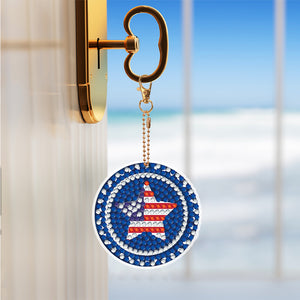 Diamond Art Keychains Handmade Gem Keychains Lady Bag Pendant (Independence Day)