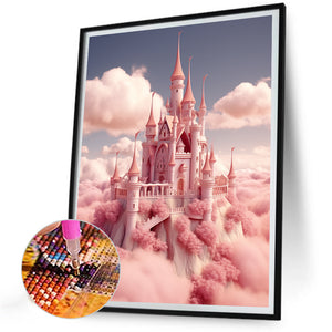 Pink Castle 30*40CM(Canvas) Full Round Drill Diamond Painting