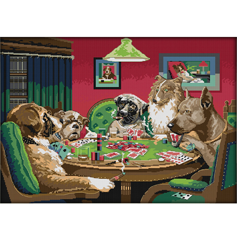Dogs Game (66*51CM) 14CT 2 Stamped Cross Stitch