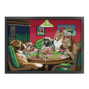 Dogs Game (66*51CM) 14CT 2 Stamped Cross Stitch
