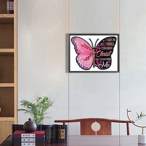 Butterfly Text 40*30CM(Canvas) Partial Special Shaped Drill Diamond Painting