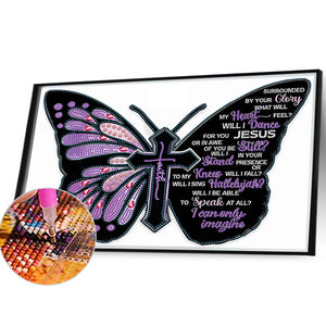 Butterfly Text 40*30CM(Canvas) Partial Special Shaped Drill Diamond Painting