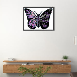 Butterfly Text 40*30CM(Canvas) Partial Special Shaped Drill Diamond Painting