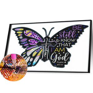 Butterfly Text 40*30CM(Canvas) Partial Special Shaped Drill Diamond Painting