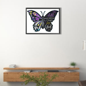 Butterfly Text 40*30CM(Canvas) Partial Special Shaped Drill Diamond Painting
