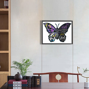 Butterfly Text 40*30CM(Canvas) Partial Special Shaped Drill Diamond Painting