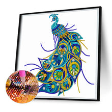 Load image into Gallery viewer, Simple Drawing Of Peacock 30*30CM(Canvas) Partial Special Shaped Drill Diamond Painting
