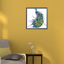 Load image into Gallery viewer, Simple Drawing Of Peacock 30*30CM(Canvas) Partial Special Shaped Drill Diamond Painting
