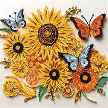 Load image into Gallery viewer, Sunflower Butterfly Paper Painting 30*30CM(Canvas) Partial Special Shaped Drill Diamond Painting
