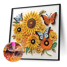 Load image into Gallery viewer, Sunflower Butterfly Paper Painting 30*30CM(Canvas) Partial Special Shaped Drill Diamond Painting
