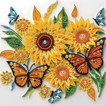 Load image into Gallery viewer, Sunflower Butterfly Paper Painting 30*30CM(Canvas) Partial Special Shaped Drill Diamond Painting
